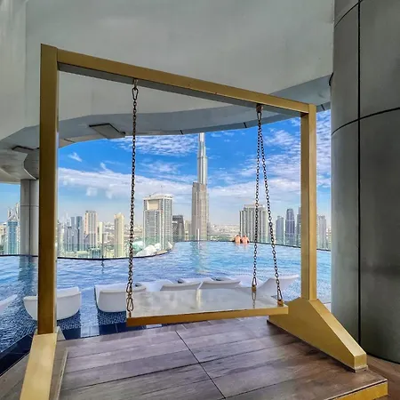 Dubai Scenic Infinity Pool With Burj Khalifa Views Apartment Exterior photo