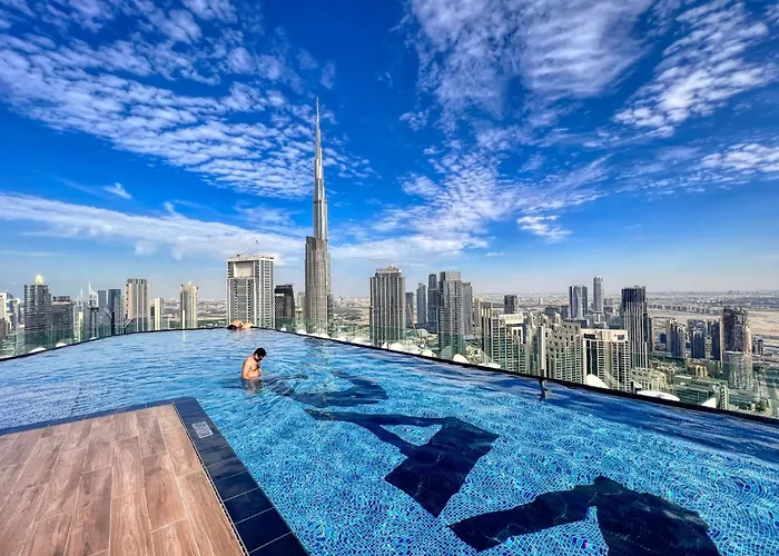 Dubai Scenic Infinity Pool With Burj Khalifa Views
