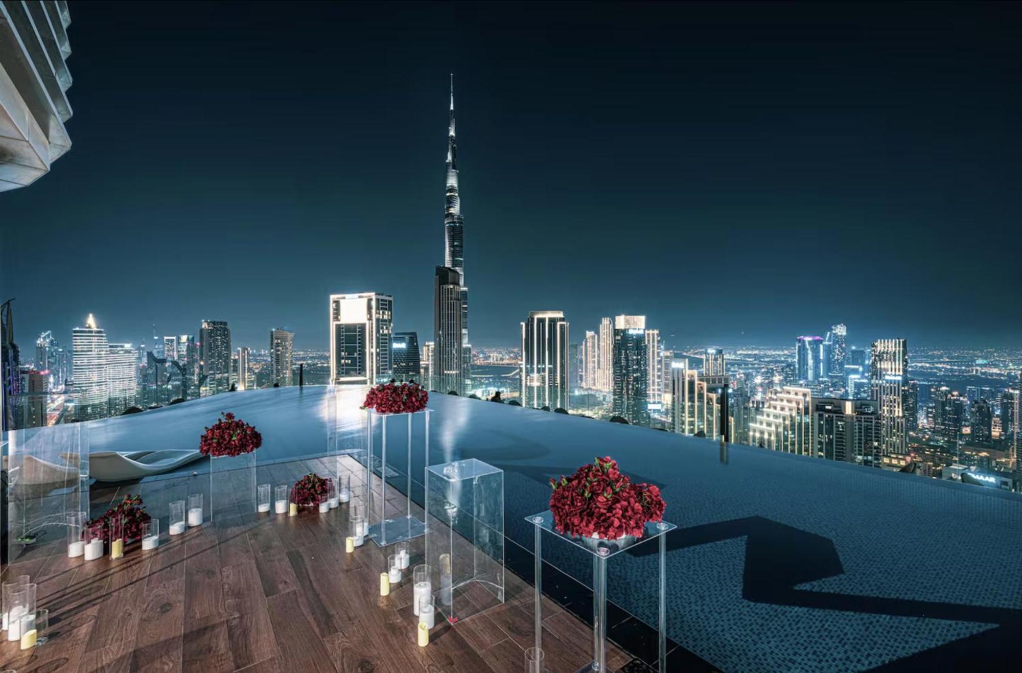 Scenic Infinity Pool With Burj Khalifa Views